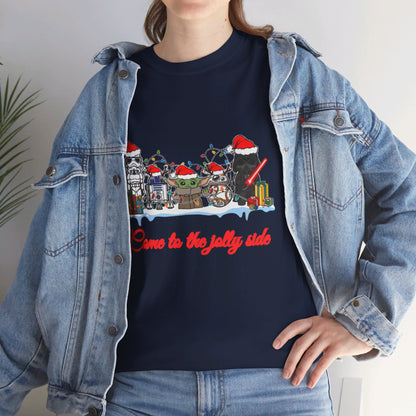 OMNI™ Star Wars Cartoon (Come To The Jolly Side) Christmas Themed Unisex Heavy Cotton T-Shirt