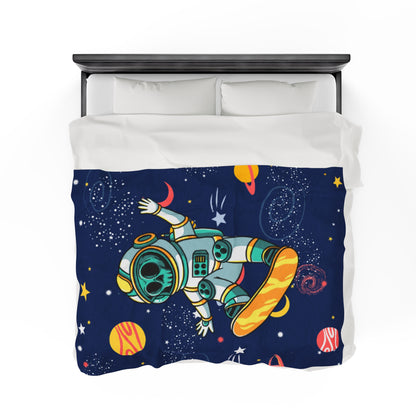 OMNI™ Skeleton Astronaut Space Surfer Velveteen Plush Blanket