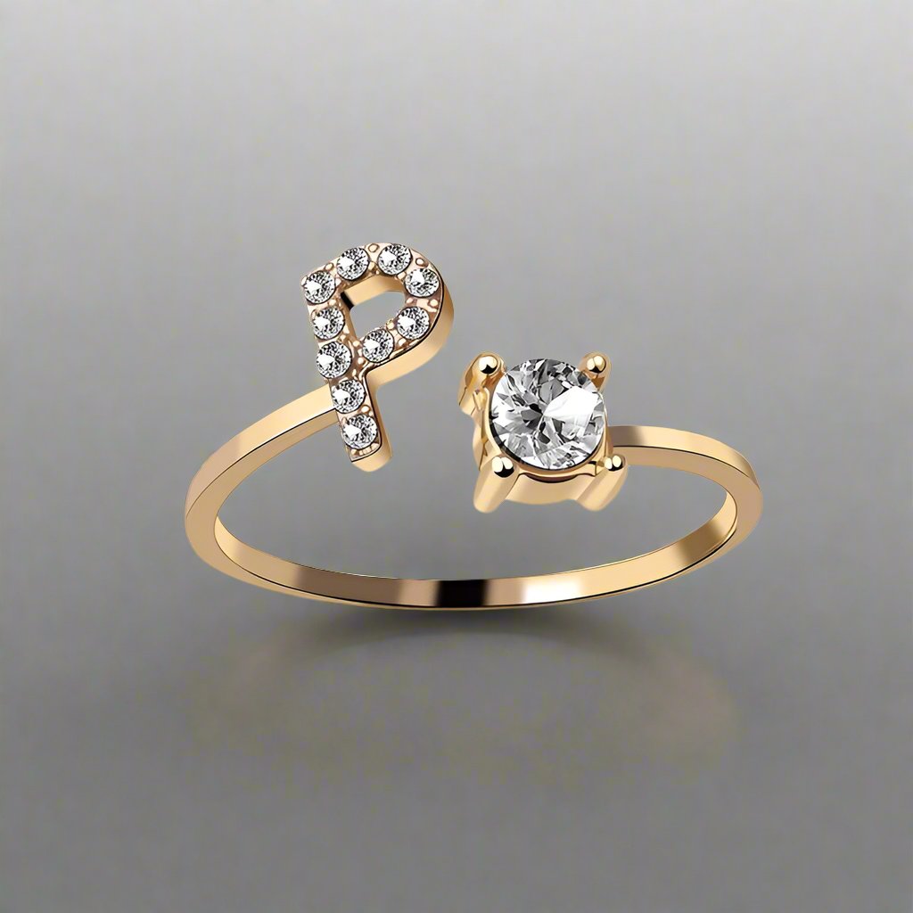 OMNI™ Adjustable 26 Initial Letter Zircon Ring