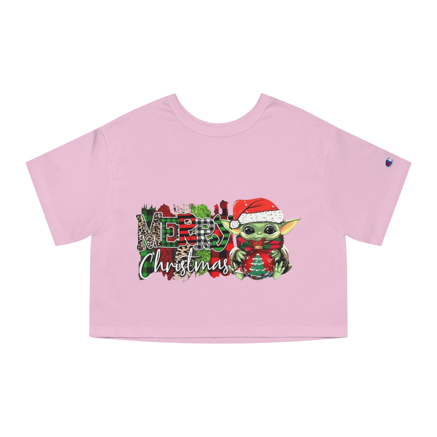 OMNI™ Baby Yoda Christmas Themed Champion Women's Heritage Cropped T-Shirt