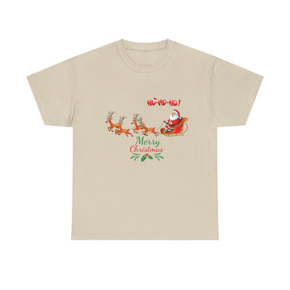 OMNI™ Santa and His Reindeer (Merry Christmas) Unisex Heavy Cotton T-Shirt