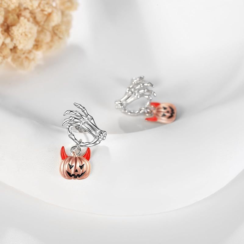 OMNI™ Halloween Ghost Hand Pumpkin Head Stud Earrings