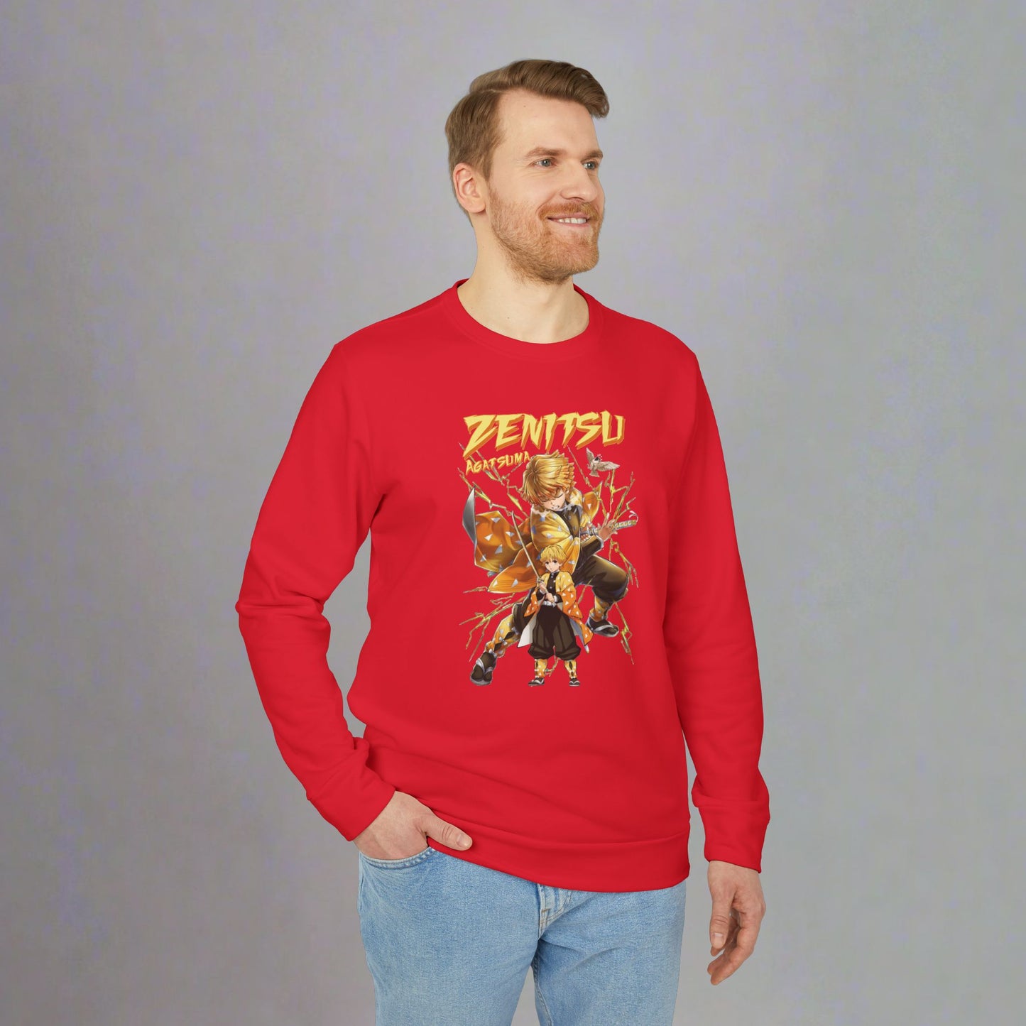 OMNI™ Demon Slayer Zenitsu Agatsuma Adidas Unisex Fleece Crewneck Sweatshirt