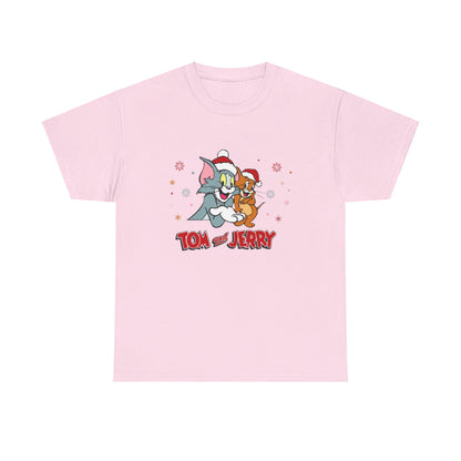 OMNI™ Tom and Jerry Christmas Themed Unisex Heavy Cotton T-Shirt