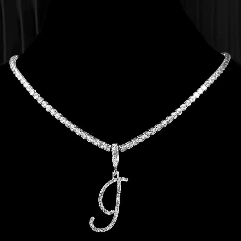 OMNI™ Cubic Zirconia Cursive Alphabet Necklace