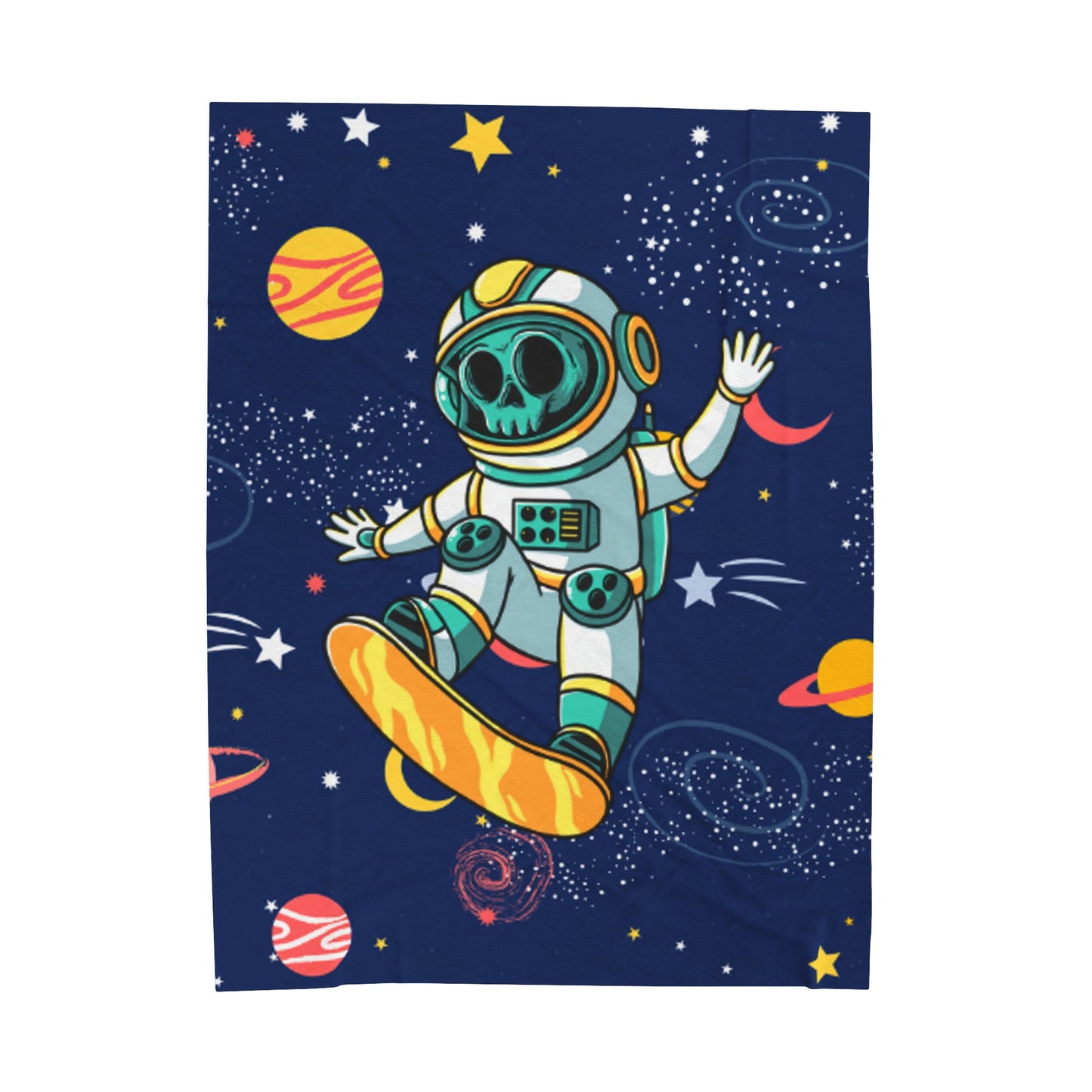 OMNI™ Skeleton Astronaut Space Surfer Velveteen Plush Blanket