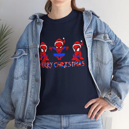 Spider-man Christmas Themed Unisex Heavy Cotton T-Shirt