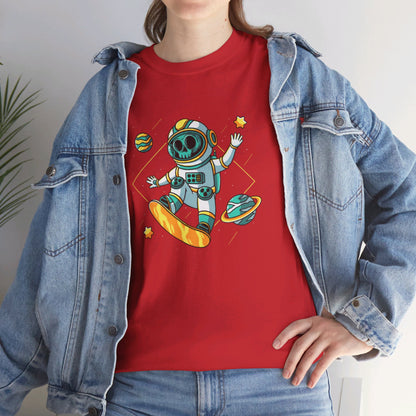 OMNI™ Skeleton Astronaut Space Surfer Unisex Heavy Cotton T-Shirt