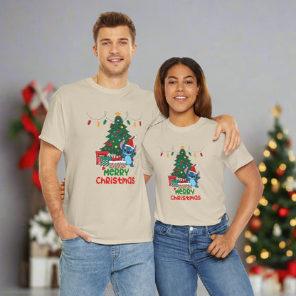 Stitch Christmas Themed Unisex Heavy Cotton T-Shirt