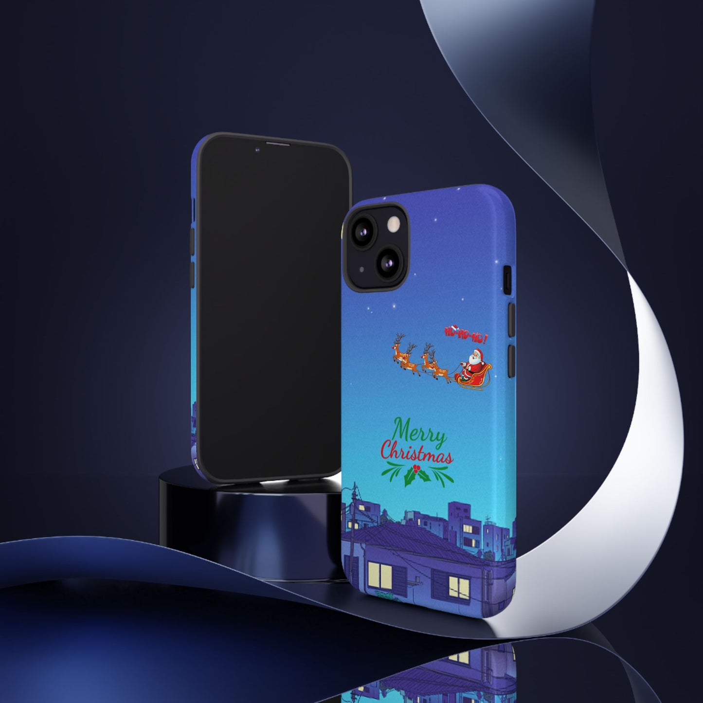 OMNI™ Santa and His Reindeer (Merry Christmas) Starry Night Double Layered Phone Cases