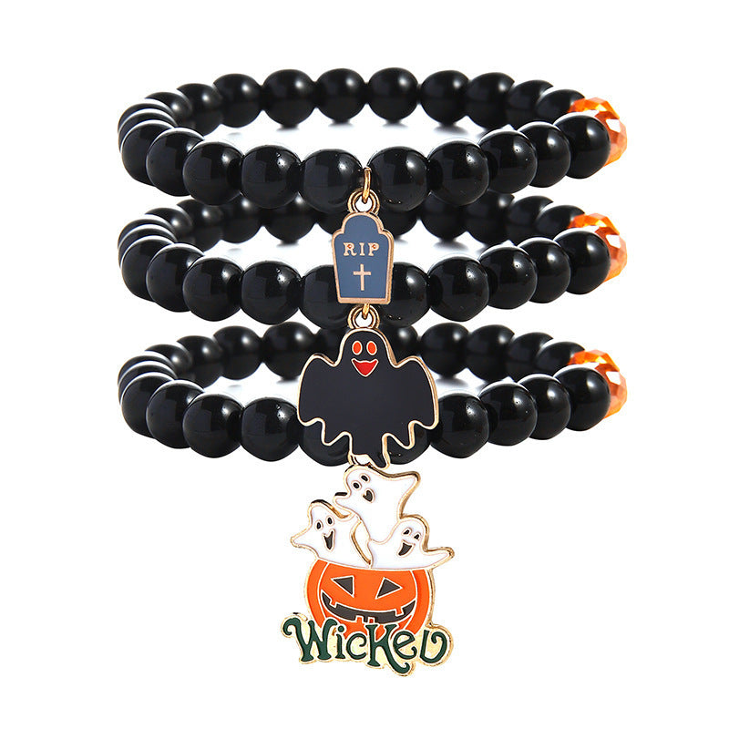 OMNI™ 3 Piece Halloween Ghost Pumpkin Charm Beaded Bracelet Set