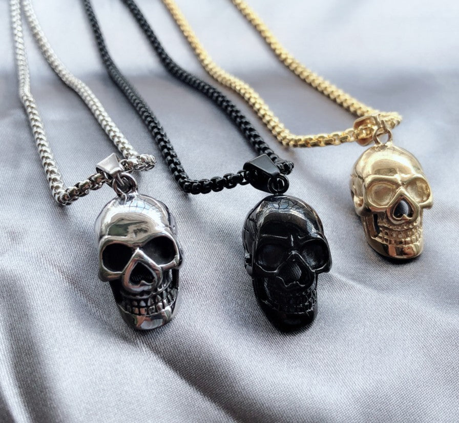 OMNI™ Titanium Steel Punk Halloween Skull Necklace