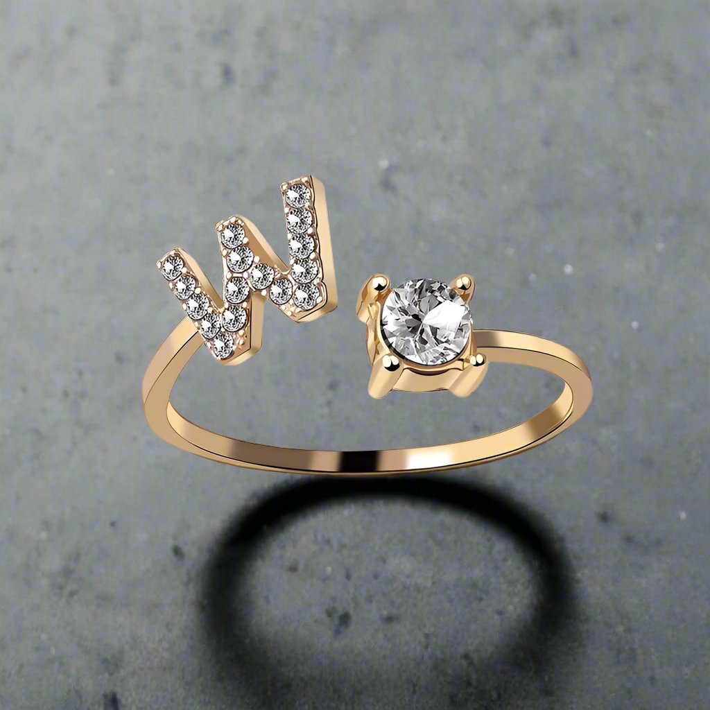 OMNI™ Adjustable 26 Initial Letter Zircon Ring