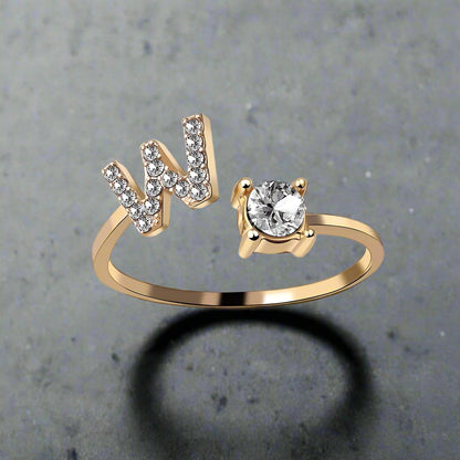 OMNI™ Adjustable 26 Initial Letter Zircon Ring