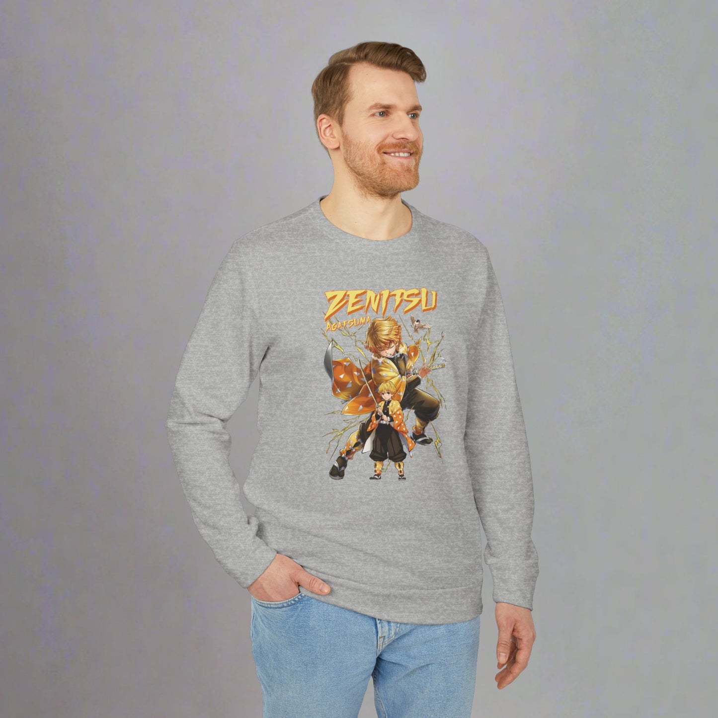 OMNI™ Demon Slayer Zenitsu Agatsuma Adidas Unisex Fleece Crewneck Sweatshirt