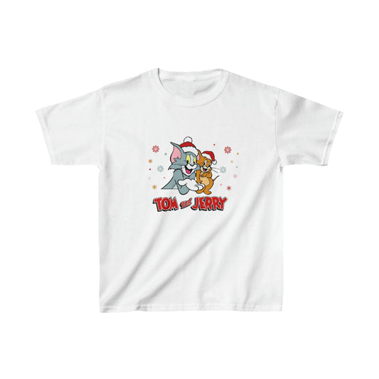 OMNI™ Tom and Jerry Christmas Themed Kids Heavy Cotton T-Shirt