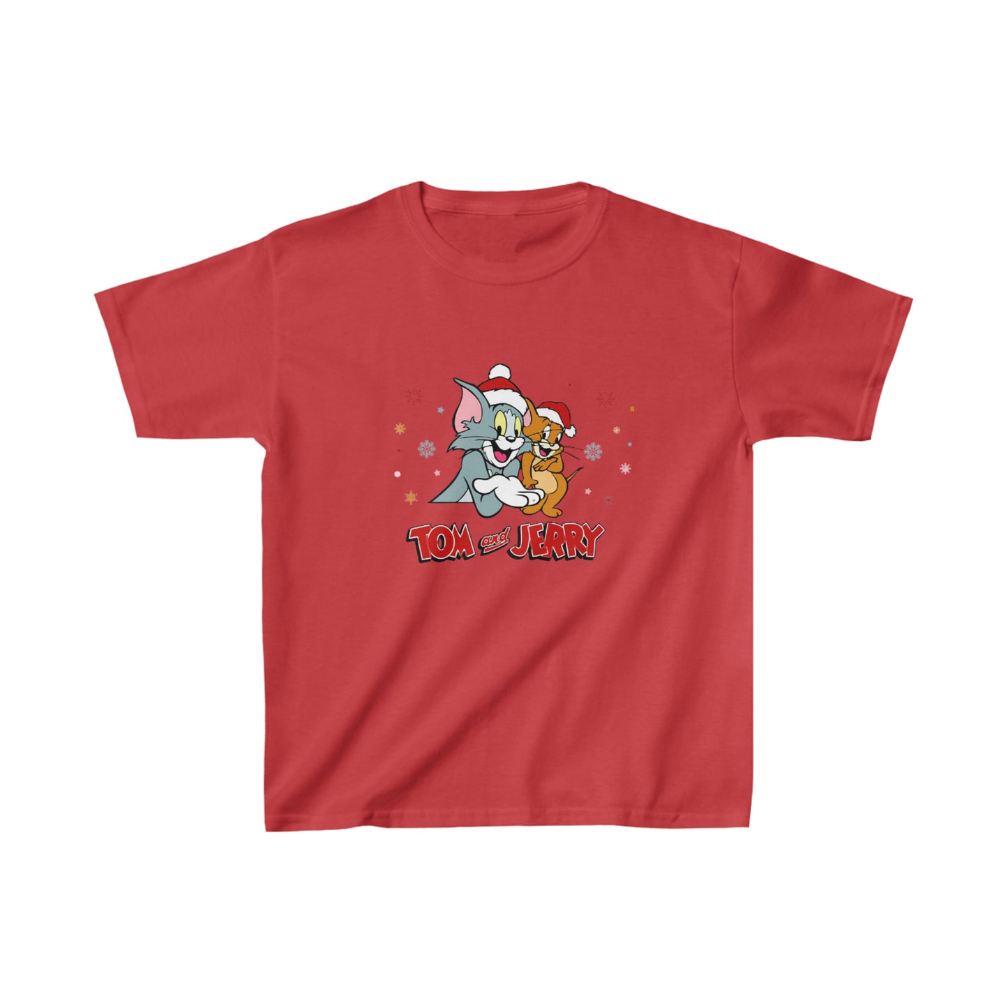 OMNI™ Tom and Jerry Christmas Themed Kids Heavy Cotton T-Shirt