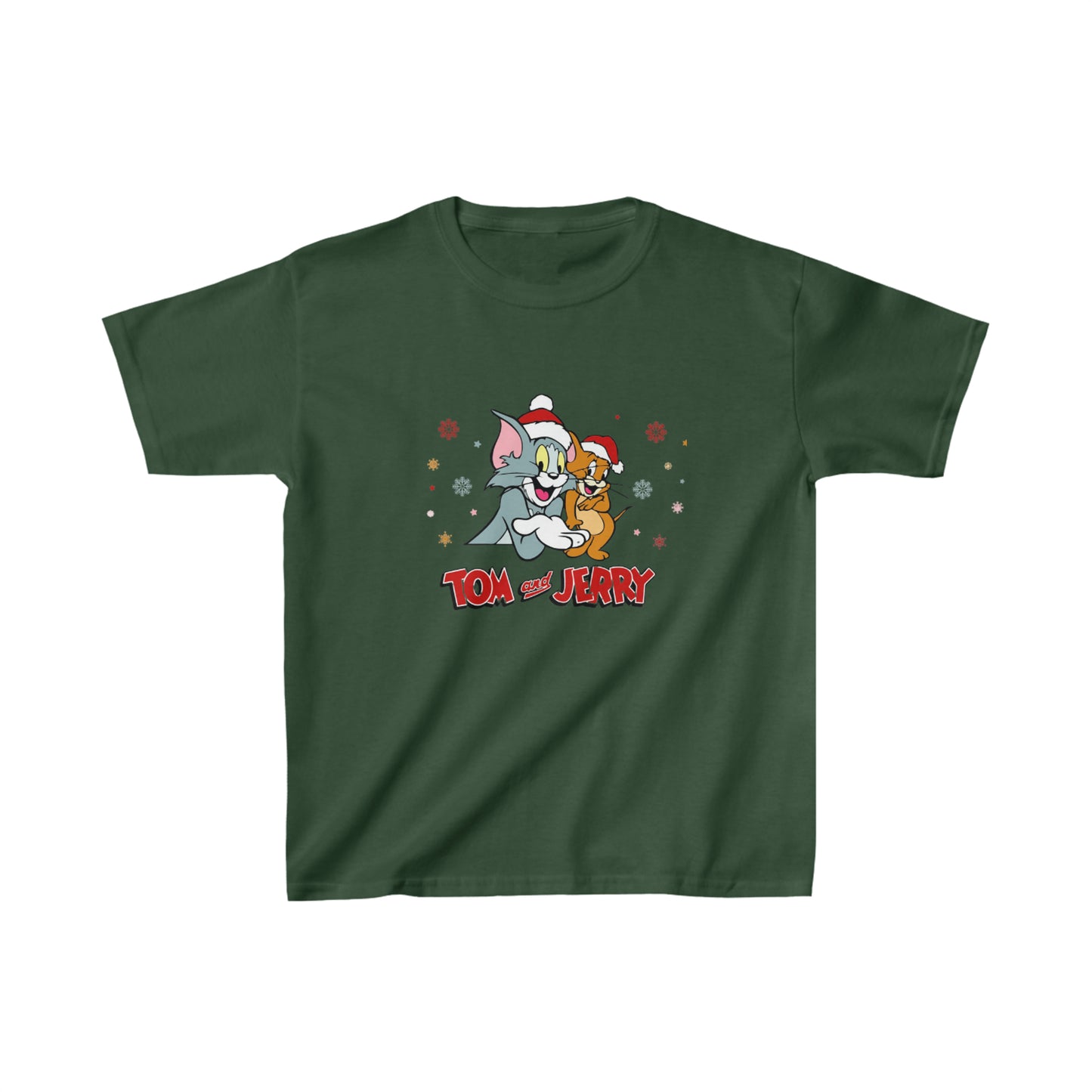 OMNI™ Tom and Jerry Christmas Themed Kids Heavy Cotton T-Shirt