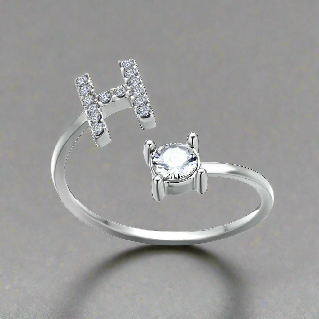 OMNI™ Adjustable 26 Initial Letter Zircon Ring