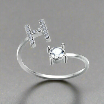 OMNI™ Adjustable 26 Initial Letter Zircon Ring