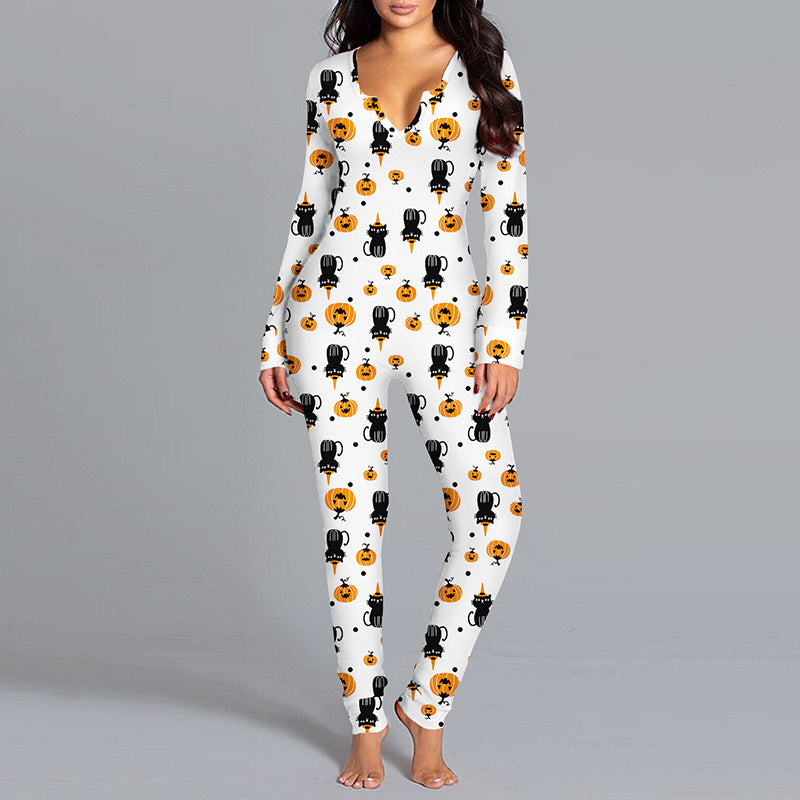 Omni™ Halloween Printed Long Sleeve Jumpsuit Pajamas