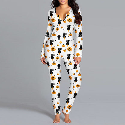 Omni™ Halloween Printed Long Sleeve Jumpsuit Pajamas