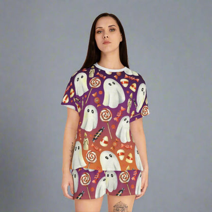 Omni™ Halloween Ghost Graphic Women's Short Two-Piece Pajamas Set