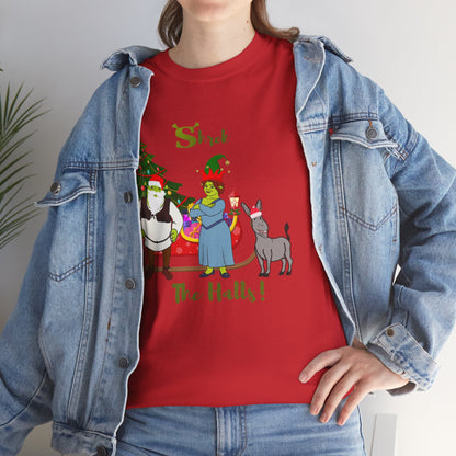 Shrek The Halls! (Shrek Trio: Shrek, Fiona and Donkey) Unisex Heavy Cotton T-Shirt