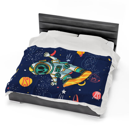 OMNI™ Skeleton Astronaut Space Surfer Velveteen Plush Blanket