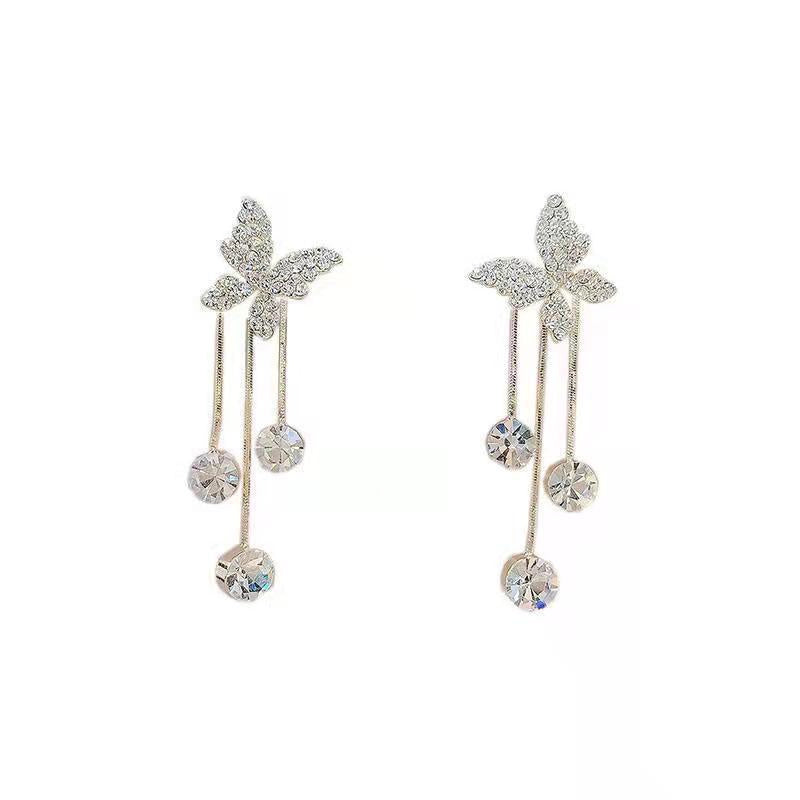 OMNI™ Shiny Elegant Butterfly Rhinestone Drop Dangle Earrings