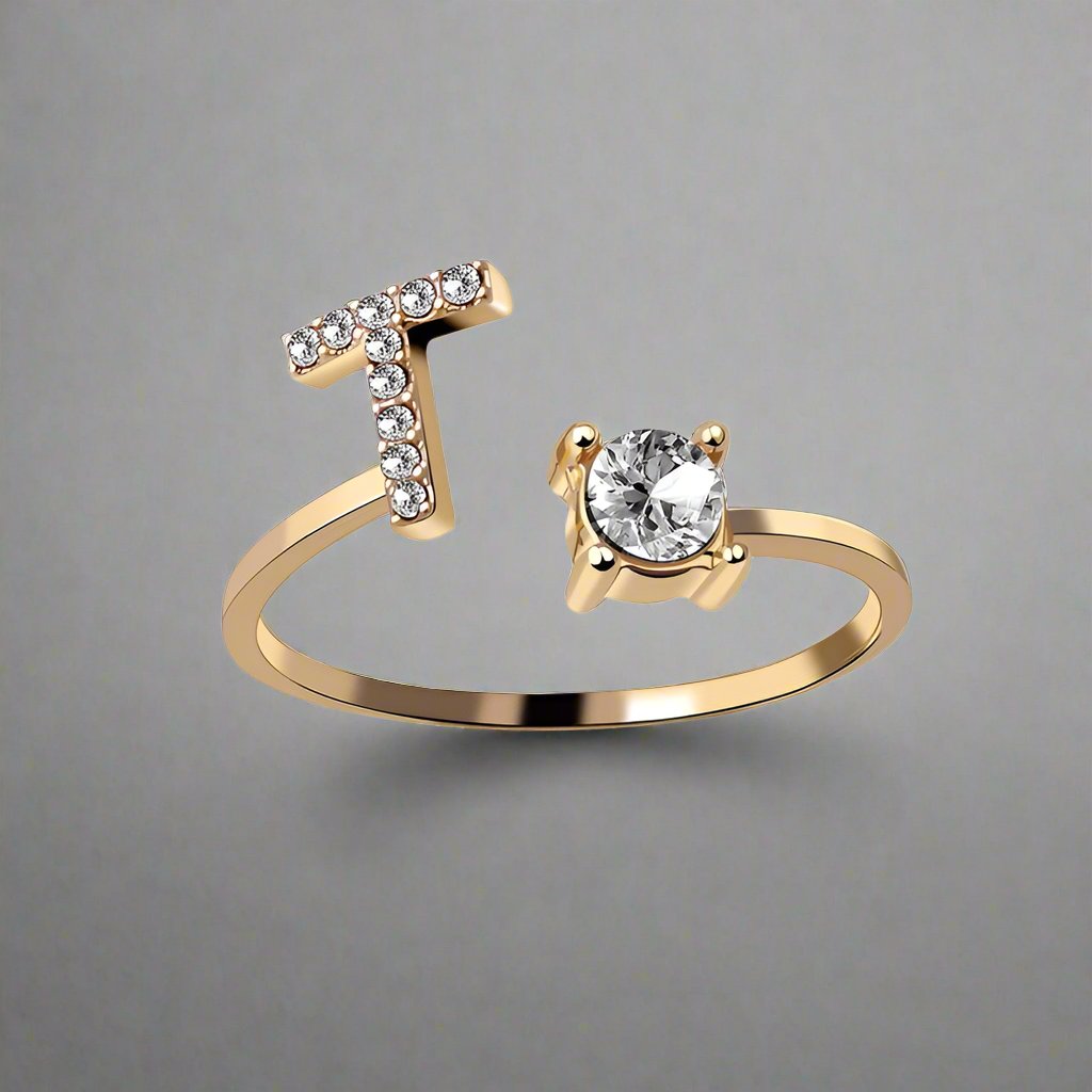 OMNI™ Adjustable 26 Initial Letter Zircon Ring