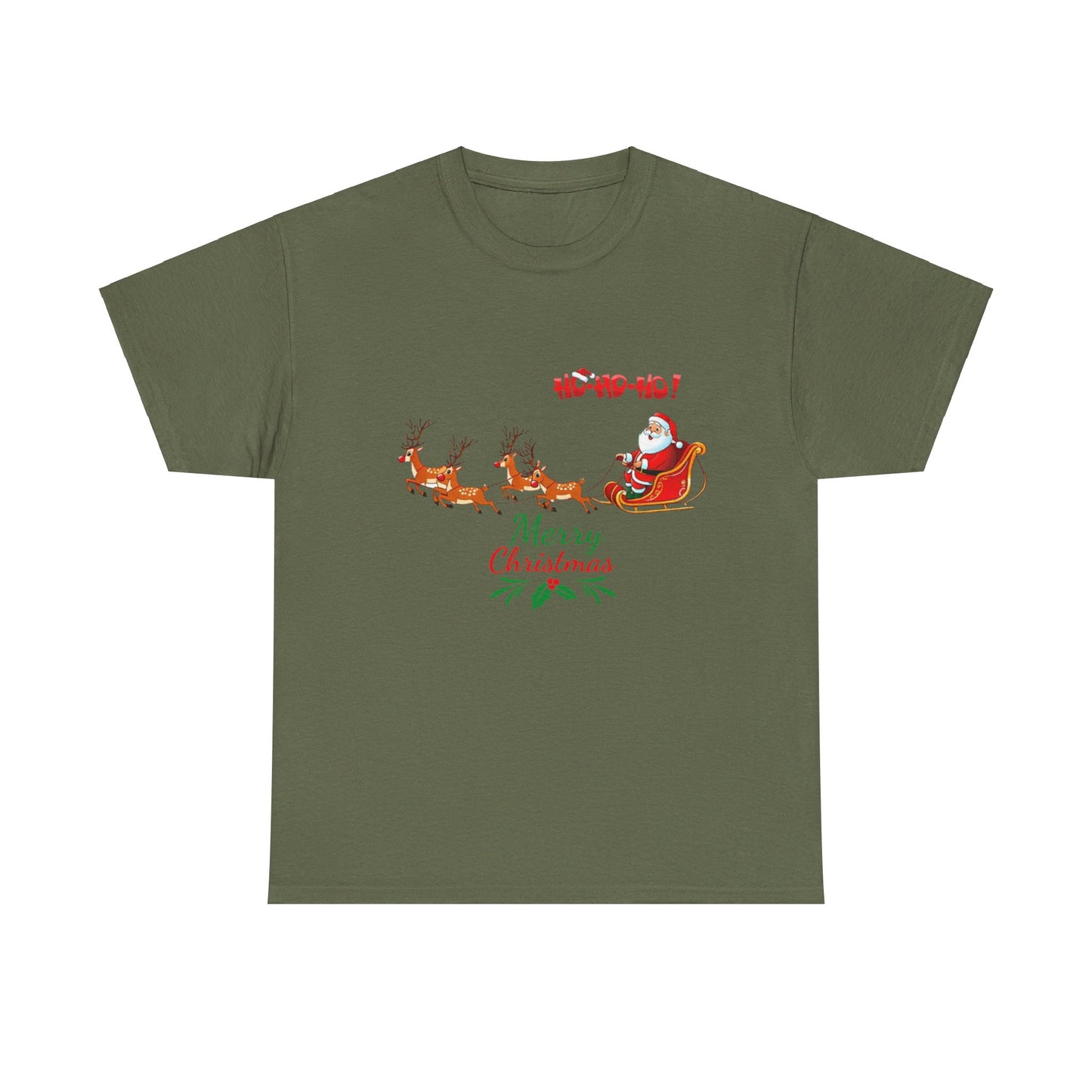 OMNI™ Santa and His Reindeer (Merry Christmas) Unisex Heavy Cotton T-Shirt