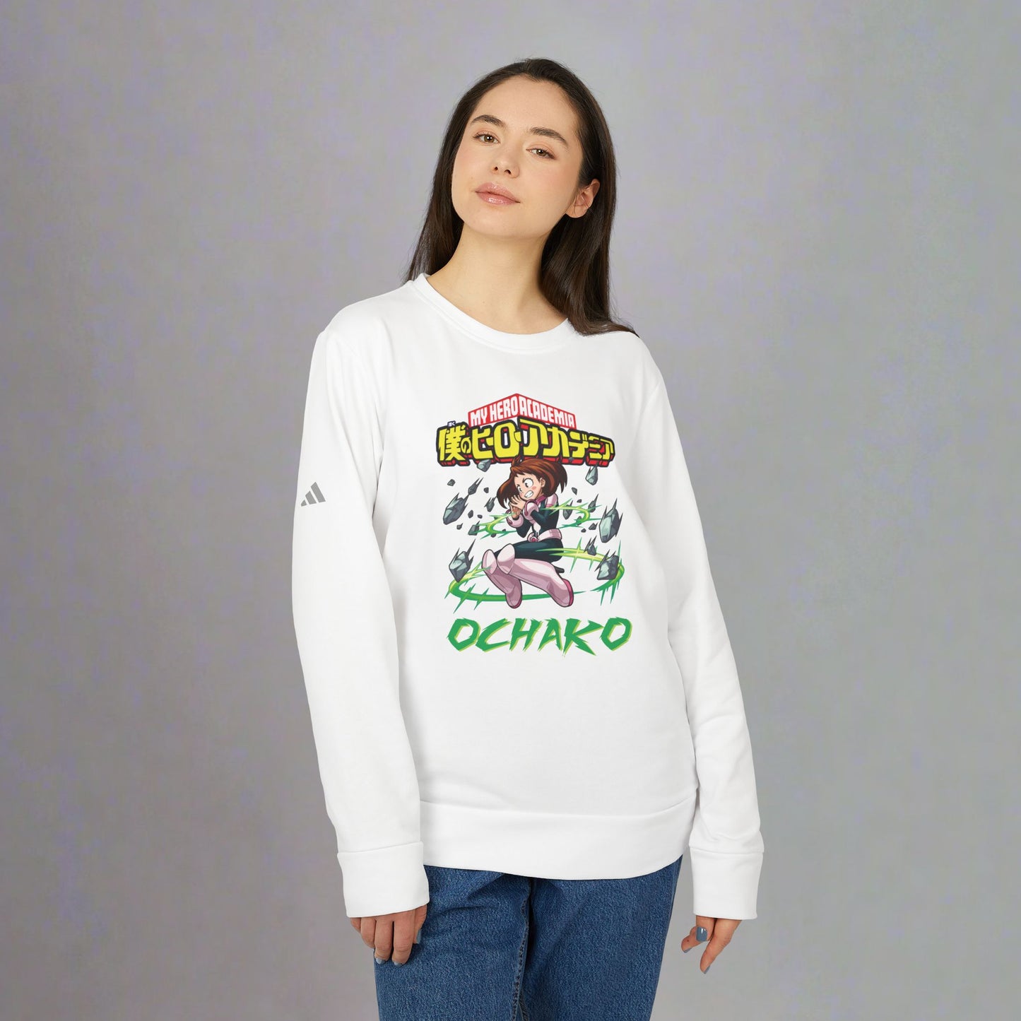 OMNI™ My Hero Academia Ochako Uraraka Adidas Unisex Fleece Crewneck Sweatshirt