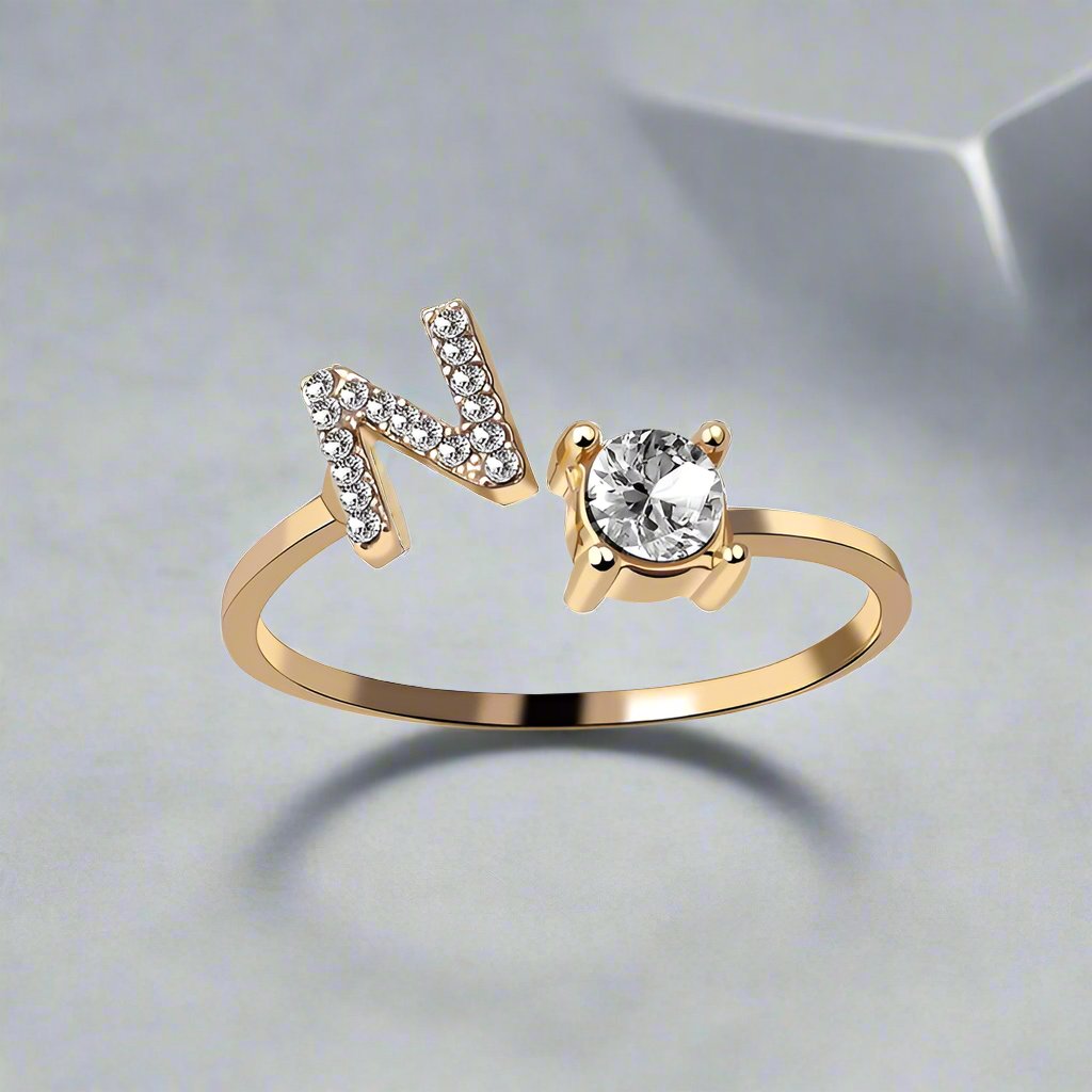 OMNI™ Adjustable 26 Initial Letter Zircon Ring