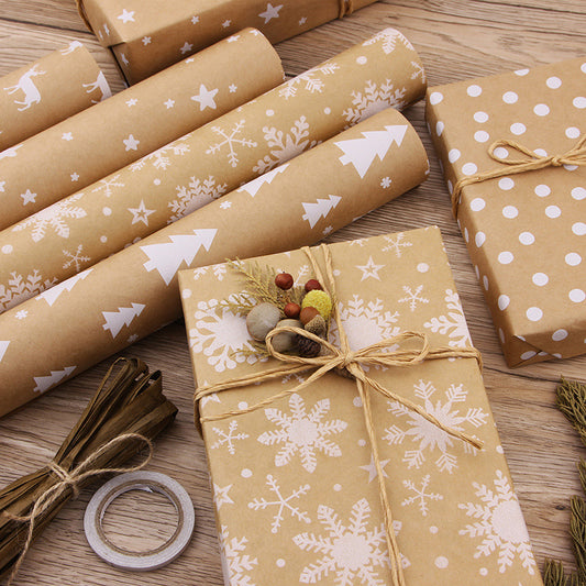 OMNI™ Old Gold and White Christmas Gift Wrapping Paper