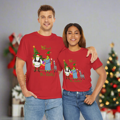 Shrek The Halls! (Shrek Trio: Shrek, Fiona and Donkey) Unisex Heavy Cotton T-Shirt