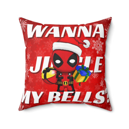 OMNI™ Deadpool Santa (Wanna Jingle My Bells?) Christmas Themed Spun Polyester Square Pillow