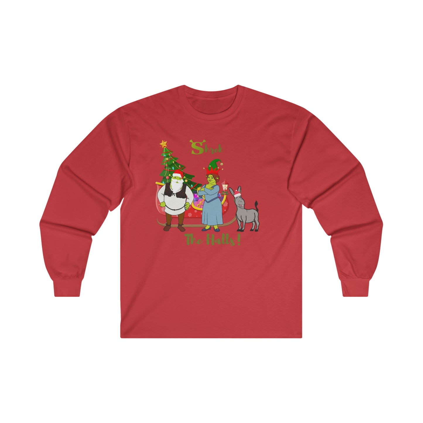 OMNI™ Shrek The Halls! (Shrek Trio: Shrek, Fiona and Donkey) Ultra Cotton Long Sleeve Unisex T-Shirt