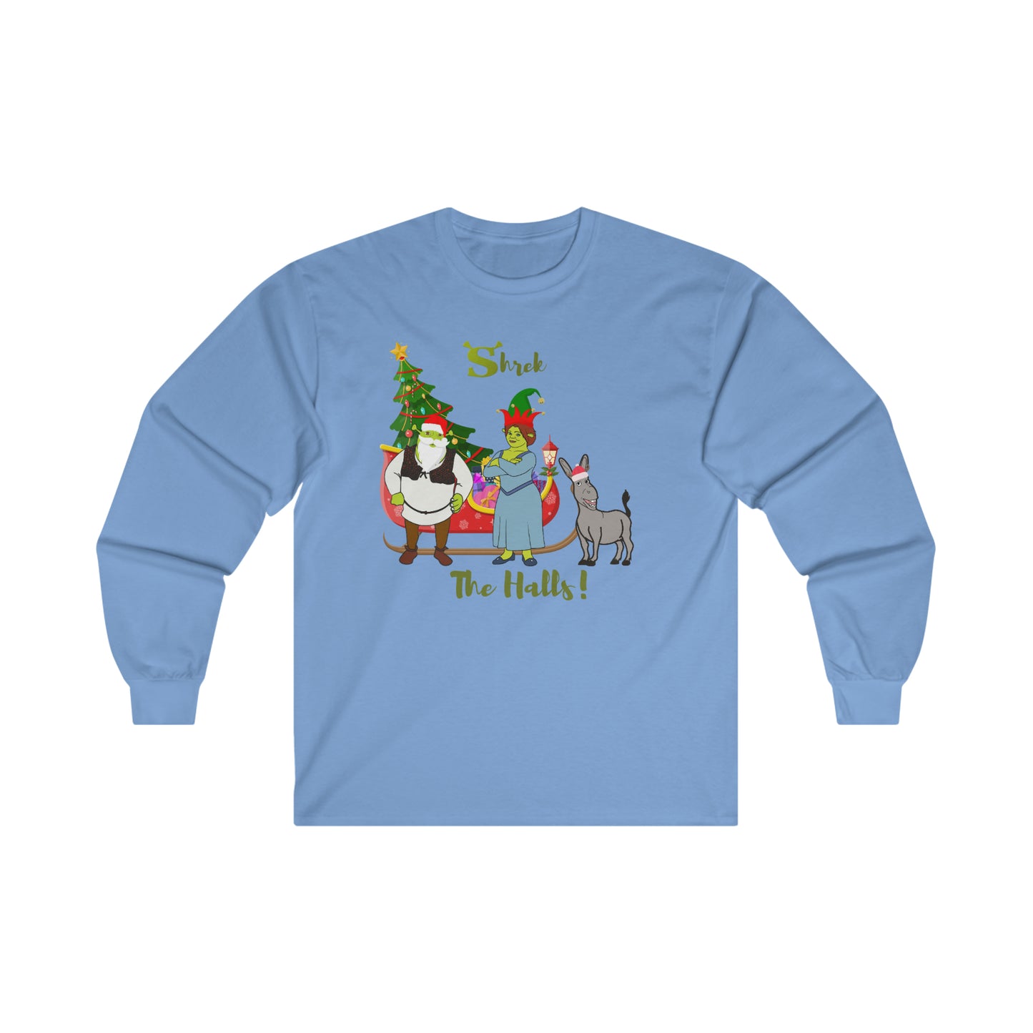 OMNI™ Shrek The Halls! (Shrek Trio: Shrek, Fiona and Donkey) Ultra Cotton Long Sleeve Unisex T-Shirt