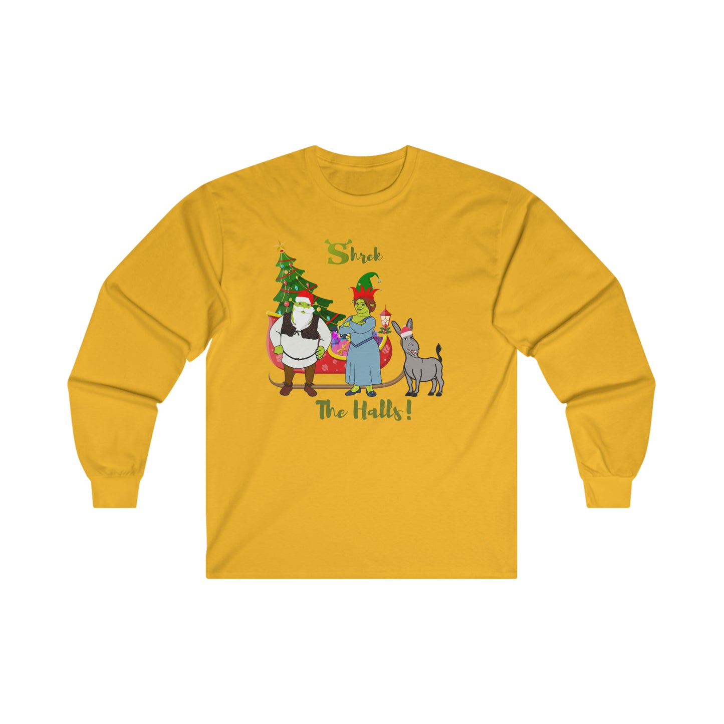 OMNI™ Shrek The Halls! (Shrek Trio: Shrek, Fiona and Donkey) Ultra Cotton Long Sleeve Unisex T-Shirt