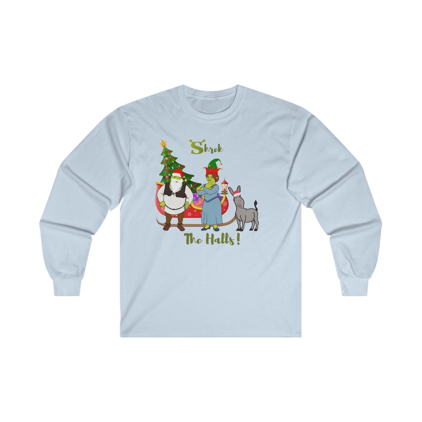 OMNI™ Shrek The Halls! (Shrek Trio: Shrek, Fiona and Donkey) Ultra Cotton Long Sleeve Unisex T-Shirt