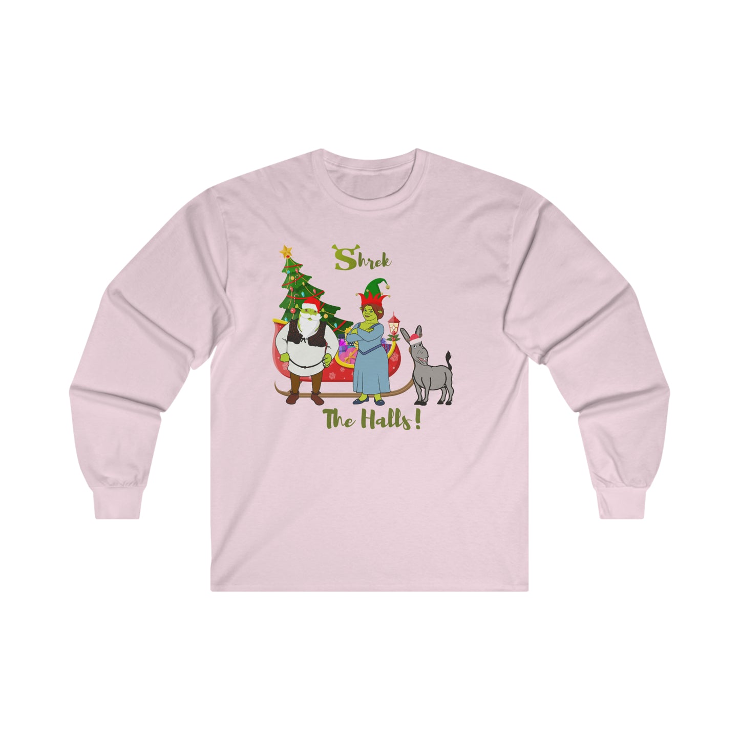 OMNI™ Shrek The Halls! (Shrek Trio: Shrek, Fiona and Donkey) Ultra Cotton Long Sleeve Unisex T-Shirt