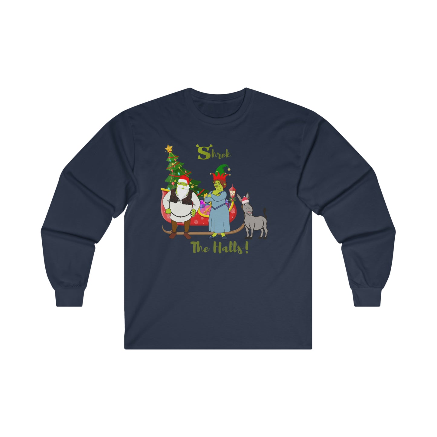 OMNI™ Shrek The Halls! (Shrek Trio: Shrek, Fiona and Donkey) Ultra Cotton Long Sleeve Unisex T-Shirt