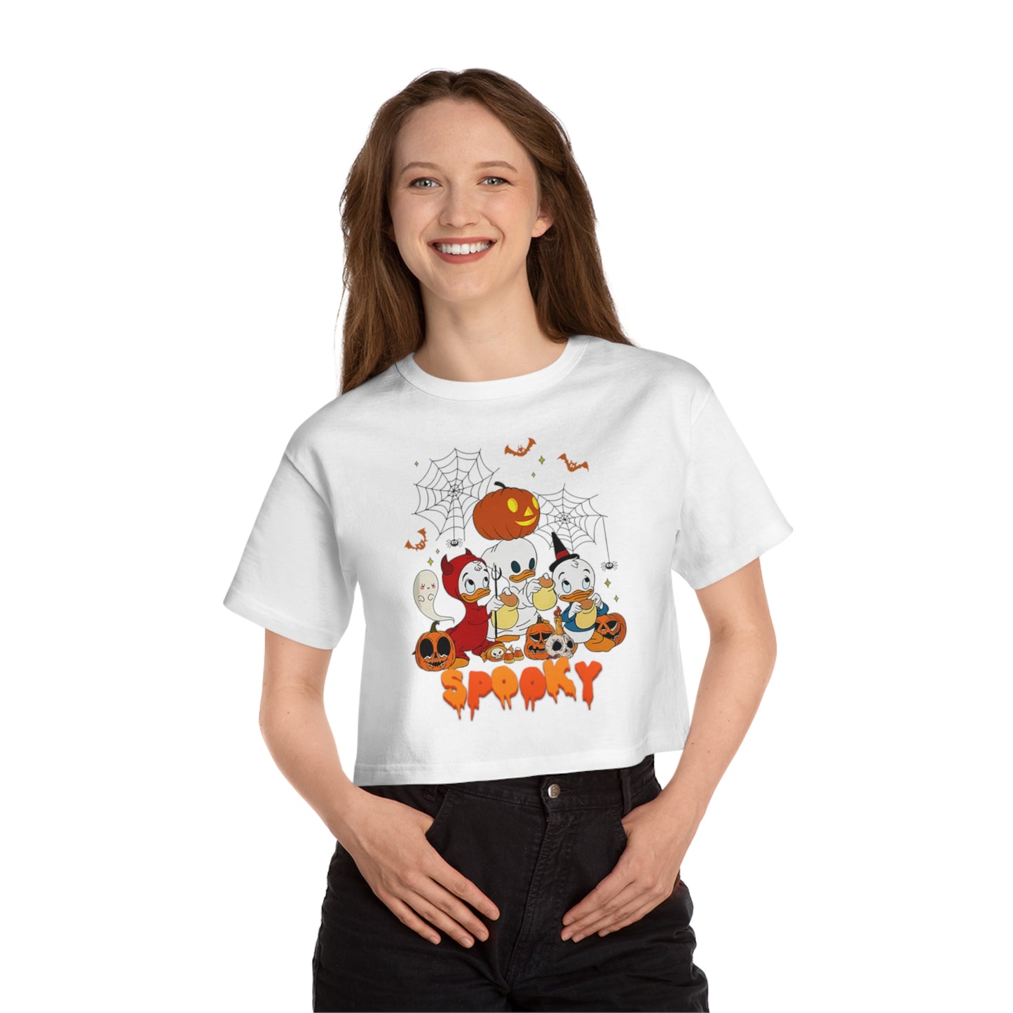 OMNI™ Spooky Halloween Duck Champion Women's Heritage Cropped T-Shirt