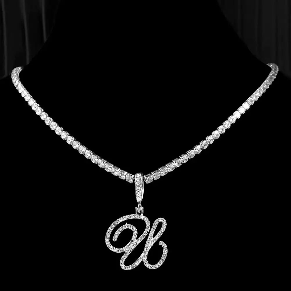 OMNI™ Cubic Zirconia Cursive Alphabet Necklace