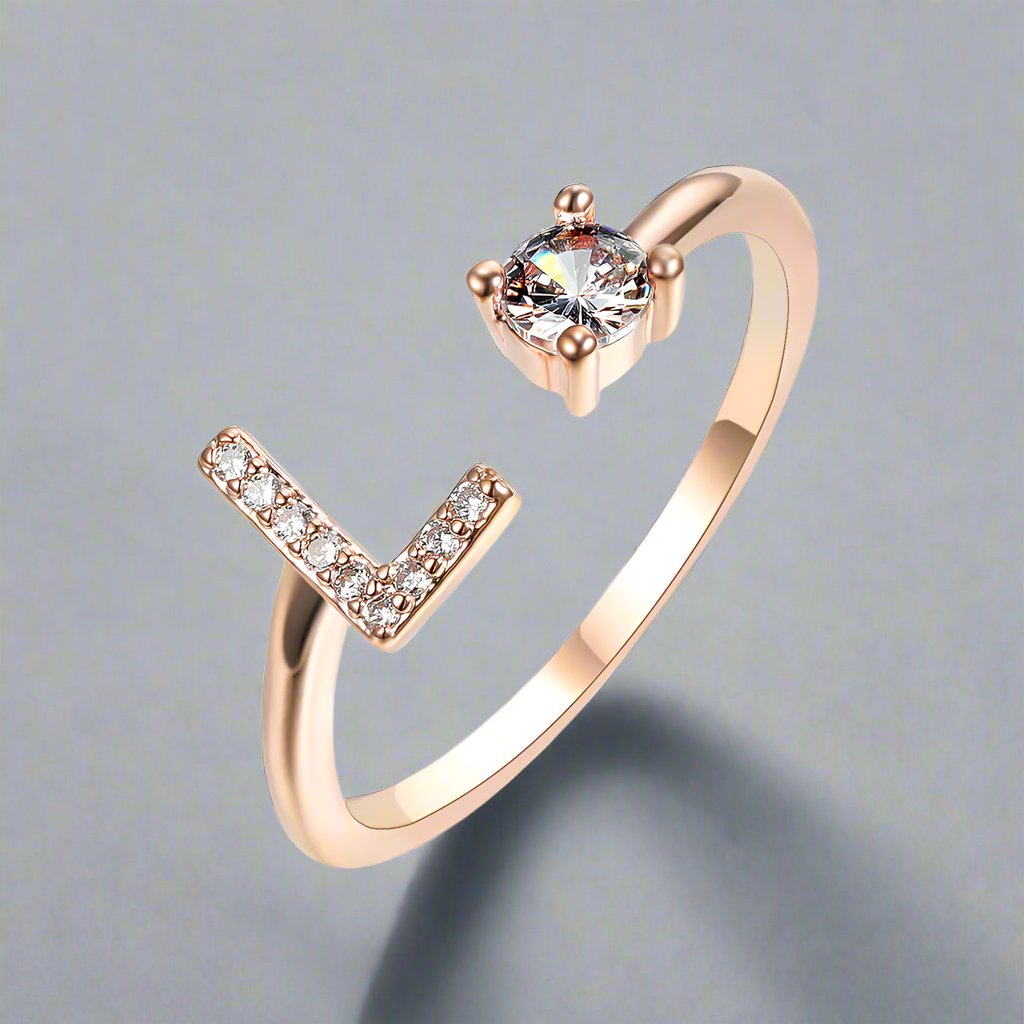 OMNI™ Adjustable 26 Initial Letter Zircon Ring