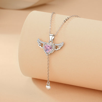 OMNI™ Moving Cupid Heart Angel Wings Tassel Necklace