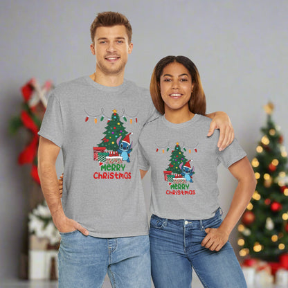 Stitch Christmas Themed Unisex Heavy Cotton T-Shirt