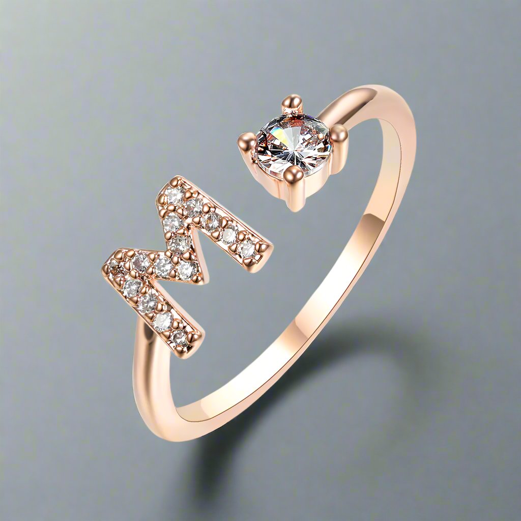 OMNI™ Adjustable 26 Initial Letter Zircon Ring