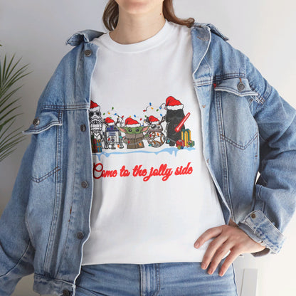 OMNI™ Star Wars Cartoon (Come To The Jolly Side) Christmas Themed Unisex Heavy Cotton T-Shirt